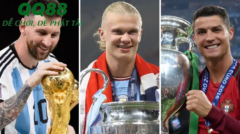 Haaland (giữa) muốn được như 2 siêu sao Messi và Ronaldo - Ảnh: @eurofootcom Haaland (giữa) muốn được như 2 siêu sao Messi và Ronaldo - Ảnh: @eurofootcom